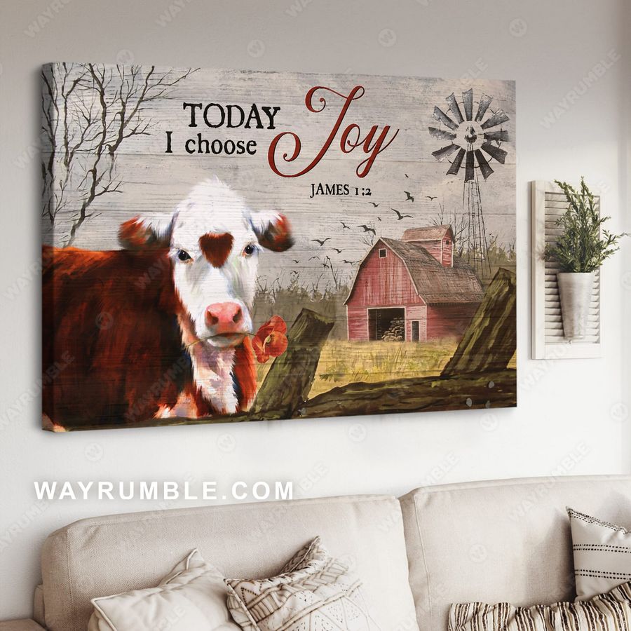 Cow Poster, Today I Choose Joy, Farmer Poster Poster