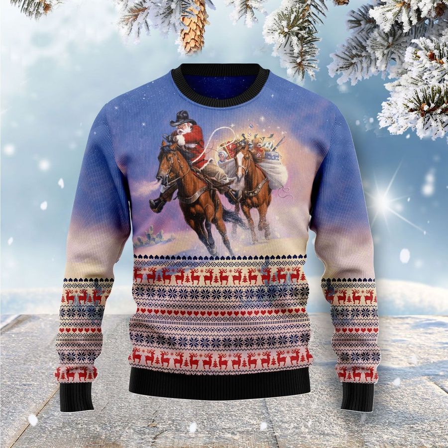 Cowboy Santa Claus Ugly Sweater