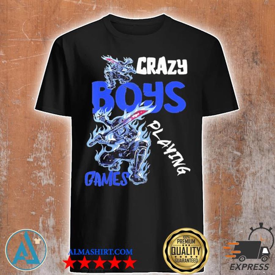 Crazy boys playing games console player pc computer gaming us 2021 shirt