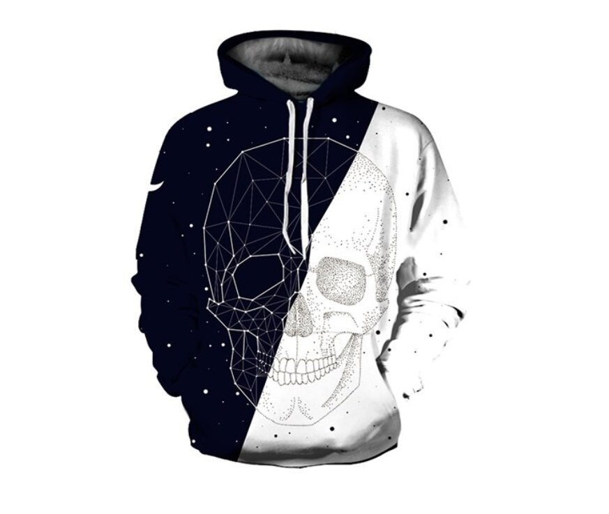 Creative B&W Galaxy Skeleton Skull All Over Print Hoodie  Cool 3D Quality Sweatshirt  Gift  Adults and Teenagers Unisex  FREE SHIPPING