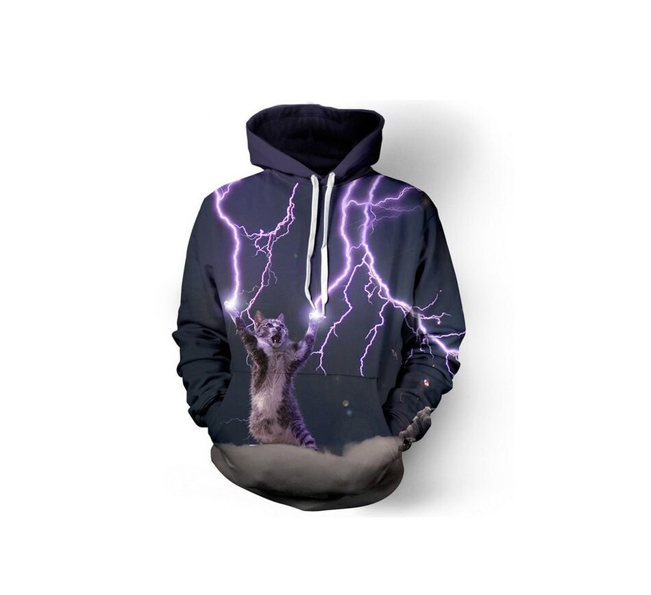 Creative Galaxy Cosmos Thunder Cat Paint All Over Print Hoodie  3D Quality Sweatshirt  Gift  Adults and Teenagers Unisex  FREE SHIPPING
