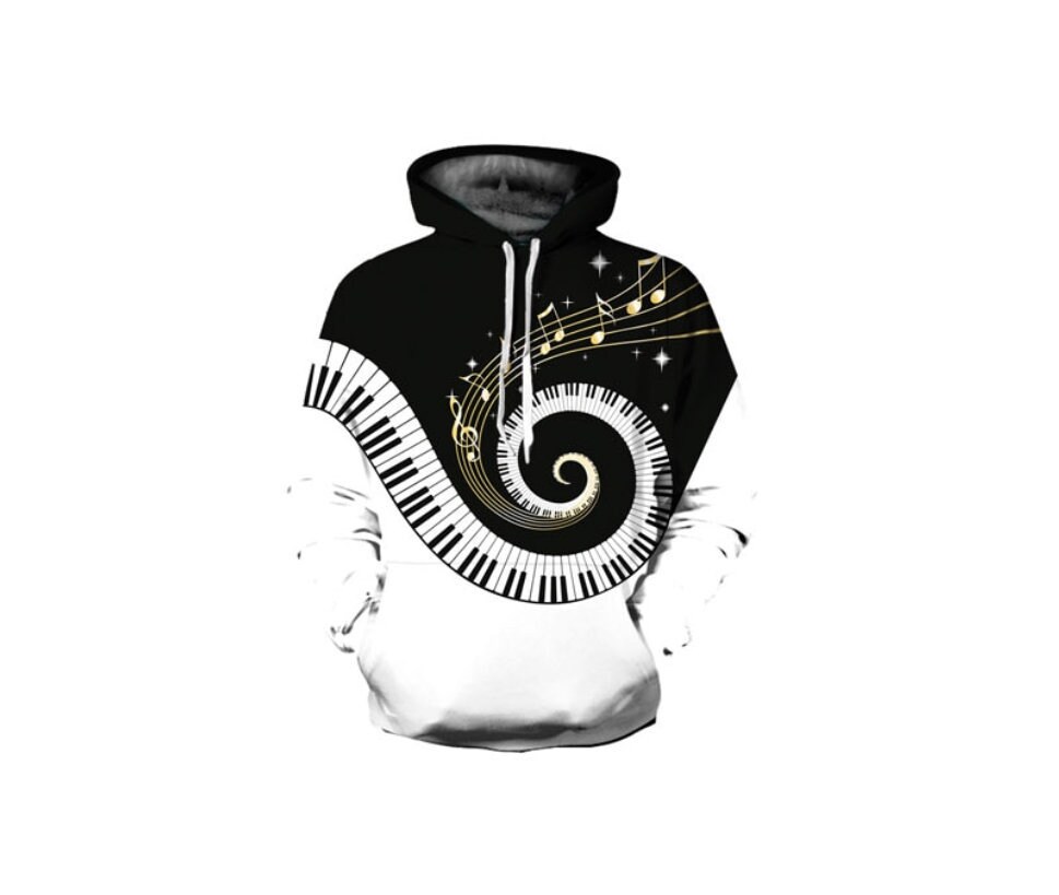 Creative Piano Music Notes Paint All Over Print Hoodie  Cool 3D Quality Sweatshirt  Gift  Adults and Teenagers Unisex  FREE SHIPPING!