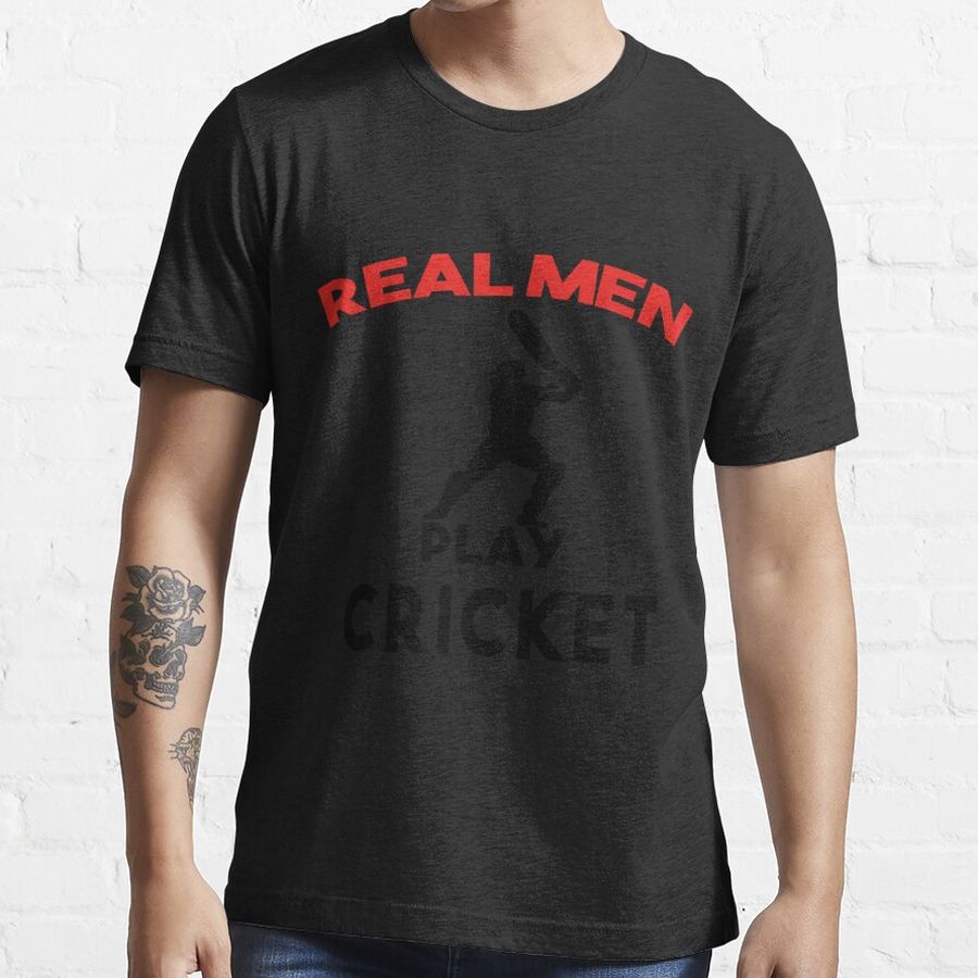 Cricket Men Sport Awesome Gift Idea Real Men Play Cricket Sticker Essential T-Shirt