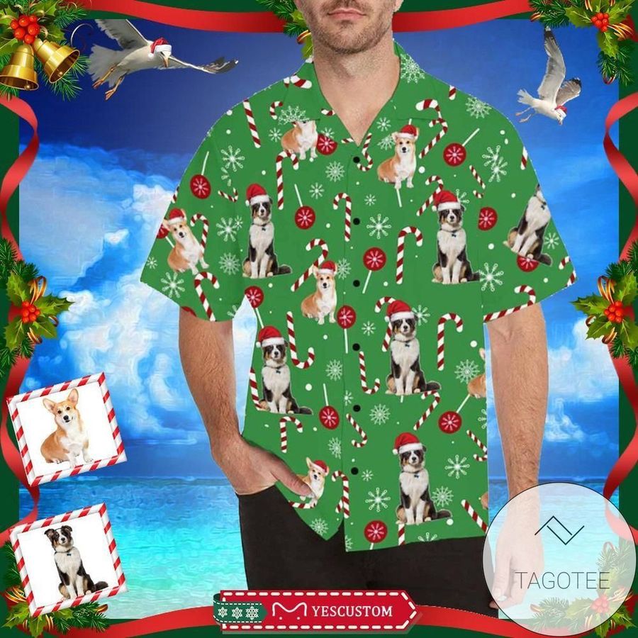 Custom Dog Merry Christmas Green Unisex Authentic Hawaiian Shirt 2022s