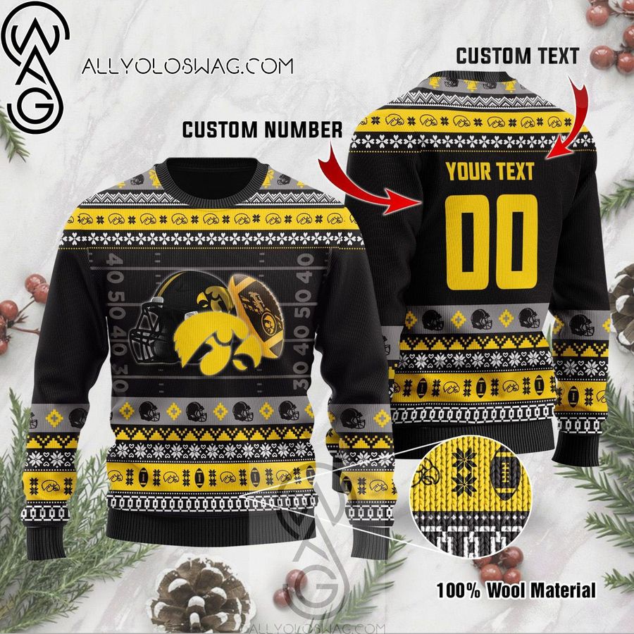Custom Iowa Hawkeyes Knitting Pattern Ugly Christmas Sweater
