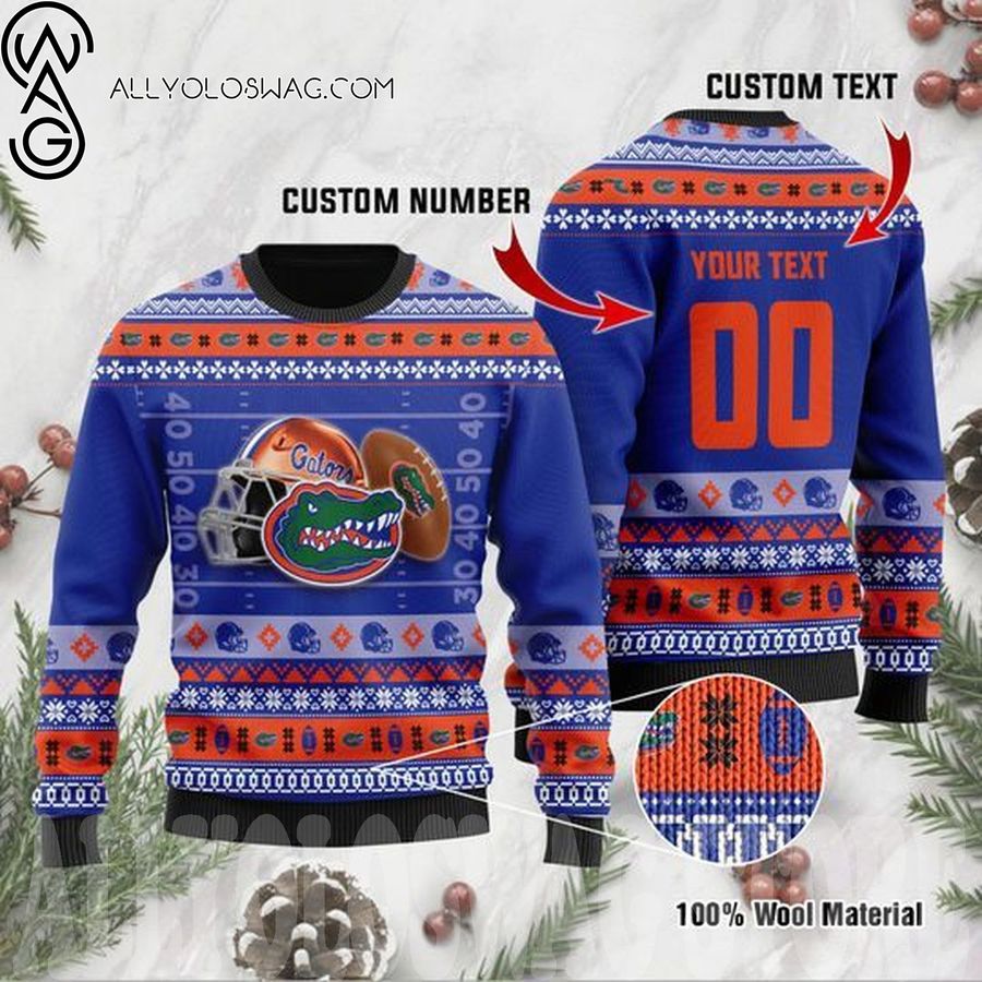 Custom Name And Number Florida Gators Christmas For Fans Ugly Christmas Sweater