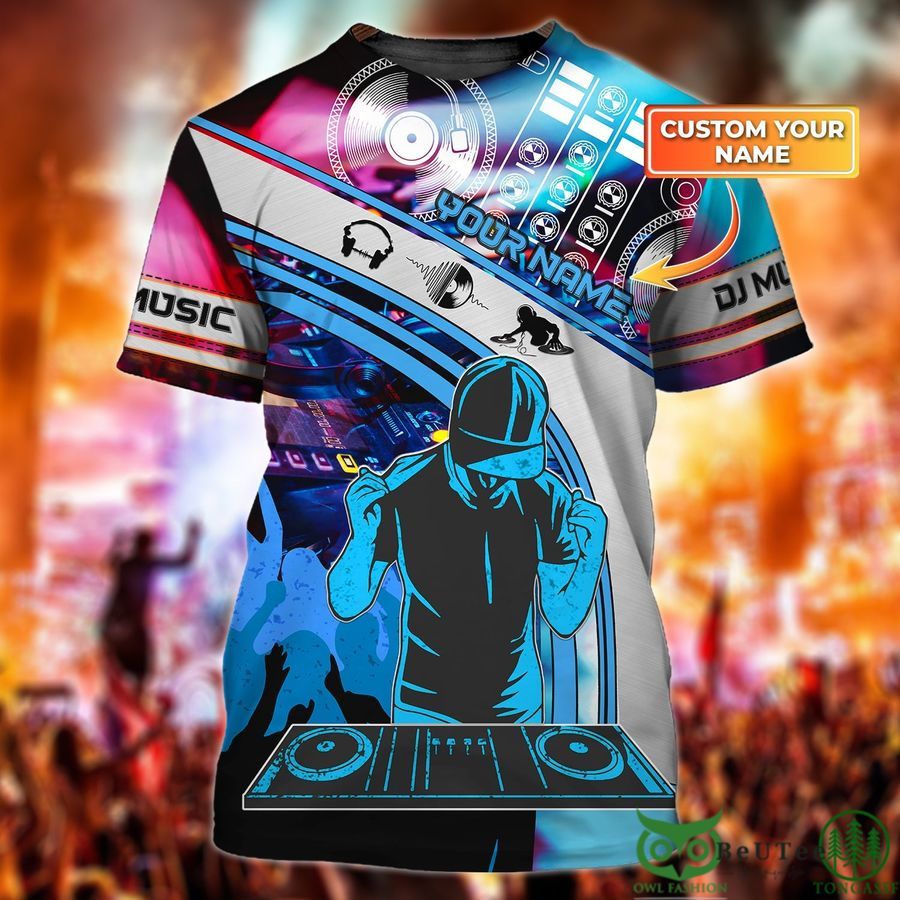 Custom Name Blue Male DJ Playing Music 3D Tshirt
