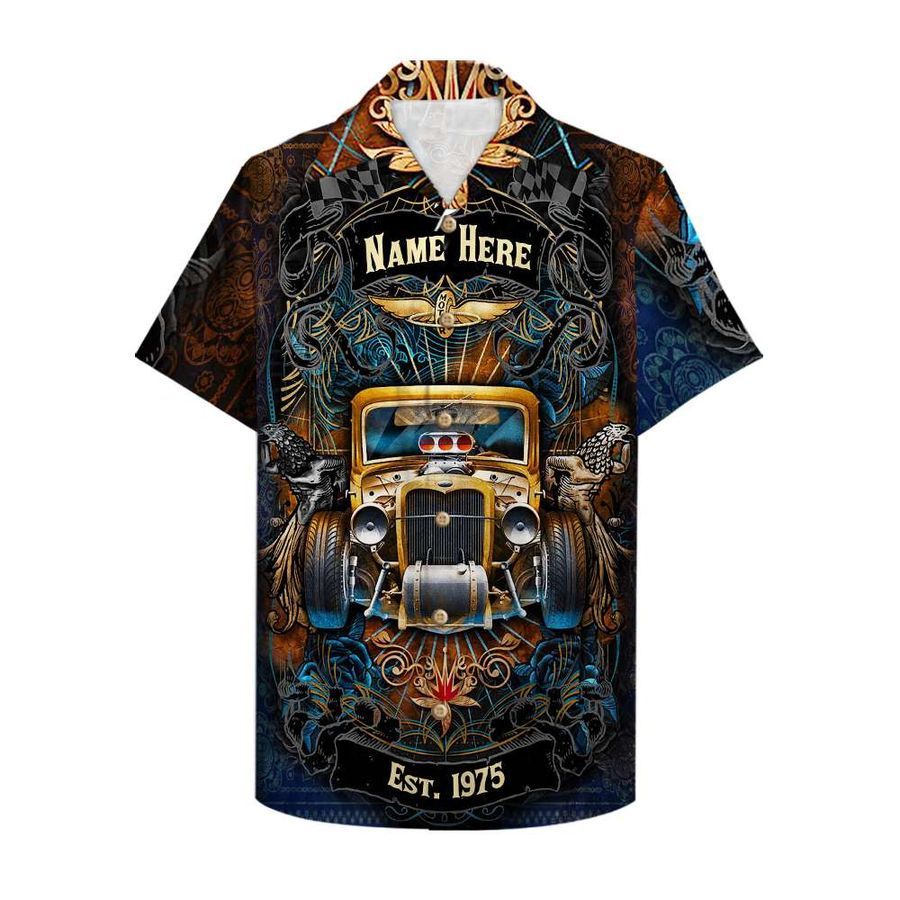 Custom Name Drag Racing Wheels Motor Hawaiian Shirt