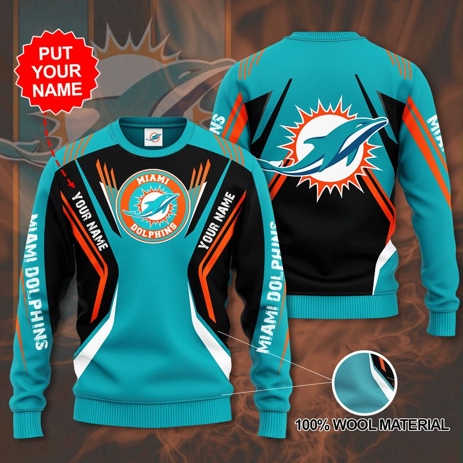 Custom Name Miami Dolphins Sweater