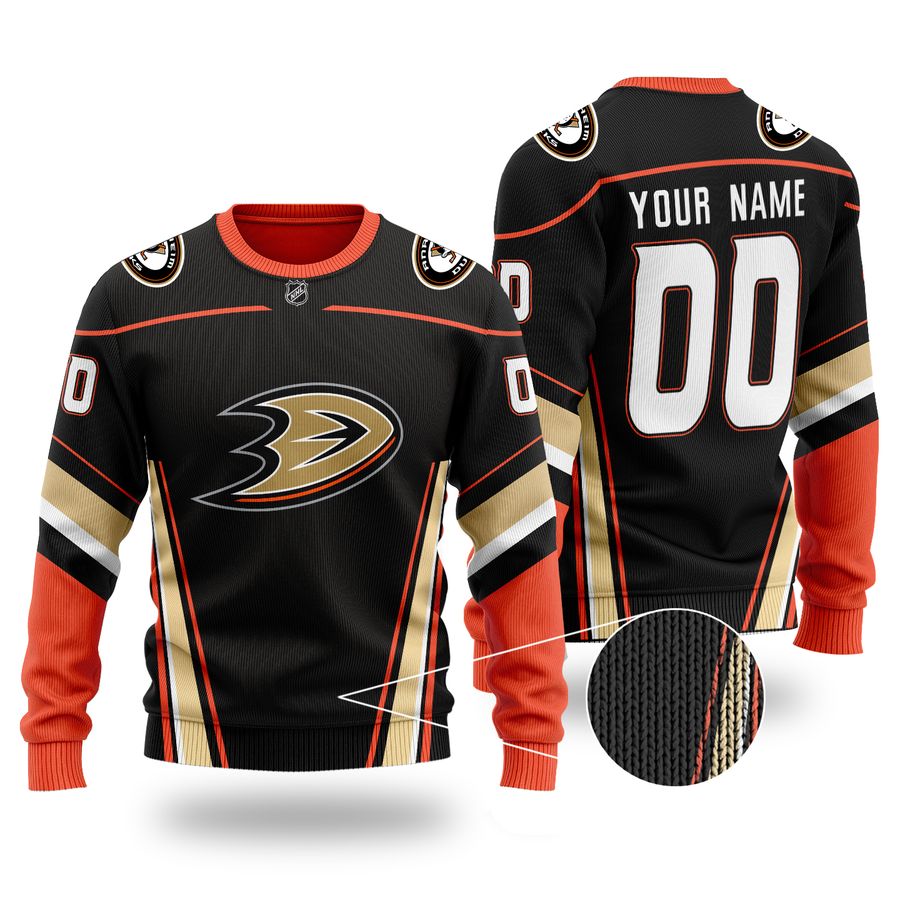 Custom Name Number ANAHEIM DUCKS NHL black Sweater
