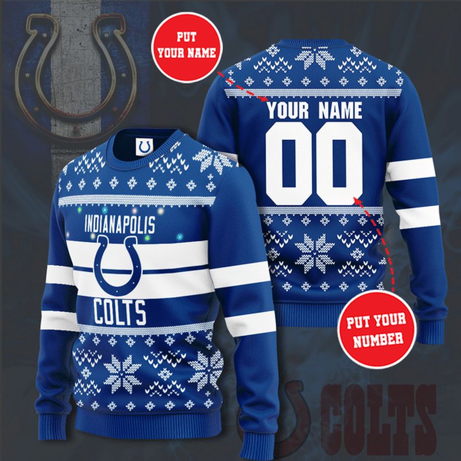 Custom Name Number Indianapolis Colts Christmas Sweater