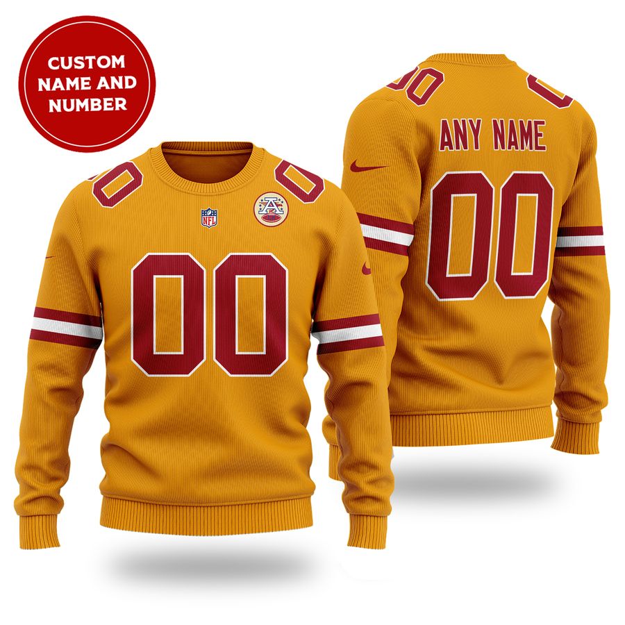 Custom Name Number NFL KANSAS CITY CHIEFS orange Sweater