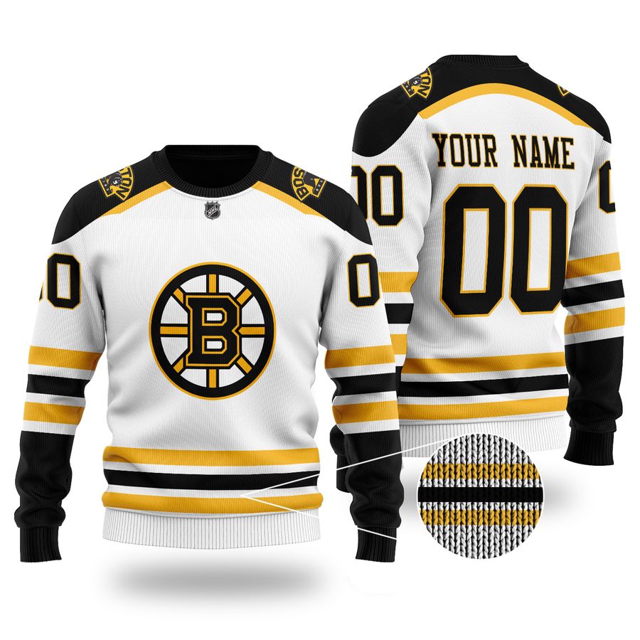 Custom Name Number NHL BOSTON BRUINS white Sweater