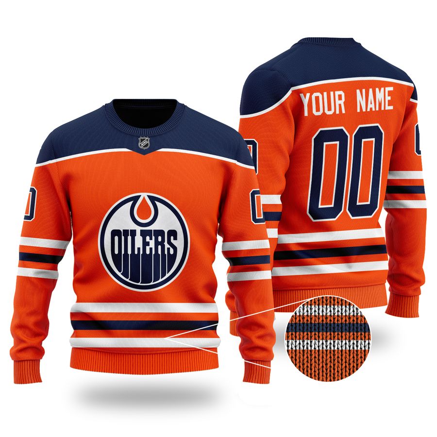 Custom Name Number NHL EDMONTON OILERS orange Sweater