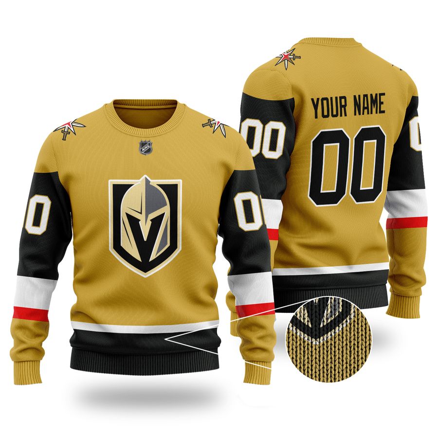 Custom Name Number NHL VEGAS GOLDEN KNIGHTS yellow Sweater