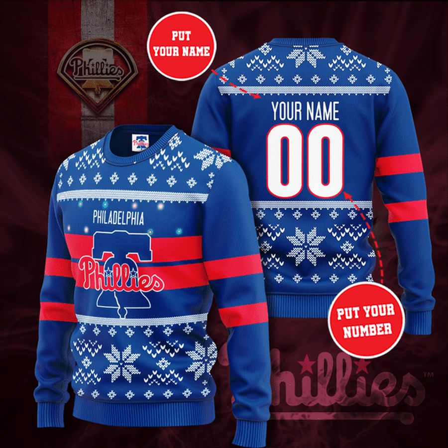 Custom Name Number Philadelphia Phillies Christmas Sweater