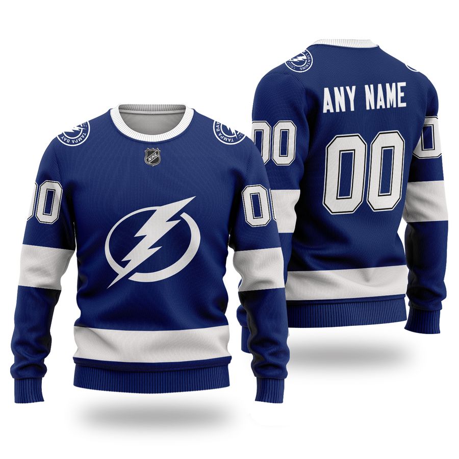 Custom Name Number TAMPA BAY LIGHTNING blue Sweater