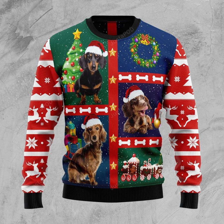 Cute Dachshund Ugly Christmas Sweater Ugly Sweater Christmas Sweaters Hoodie