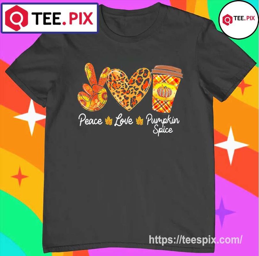 Cute Fall Peace Love Pumpkin Cream Spice Coffee Shirt