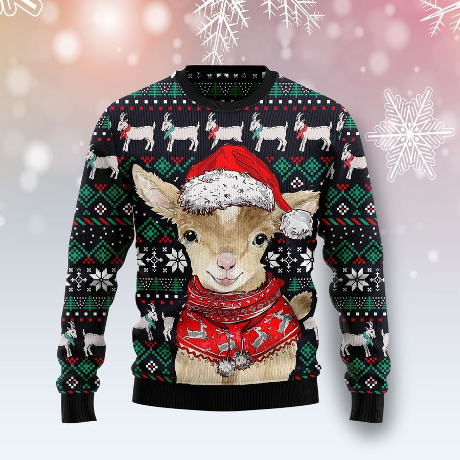 Cute Goat T1410 Ugly Christmas Sweater unisex womens & mens, couples matching, friends, funny family ugly christmas holiday sweater gifts