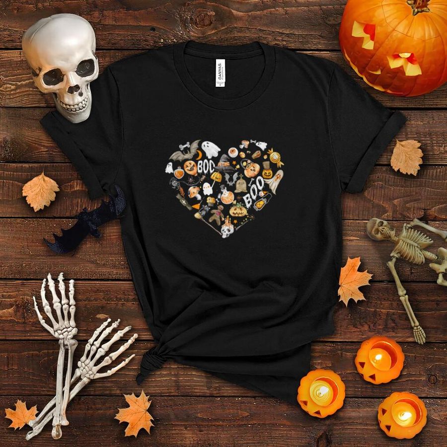 Cute Halloween Heart ,Pumkin Funny Witch Skelton Rip T Shirt