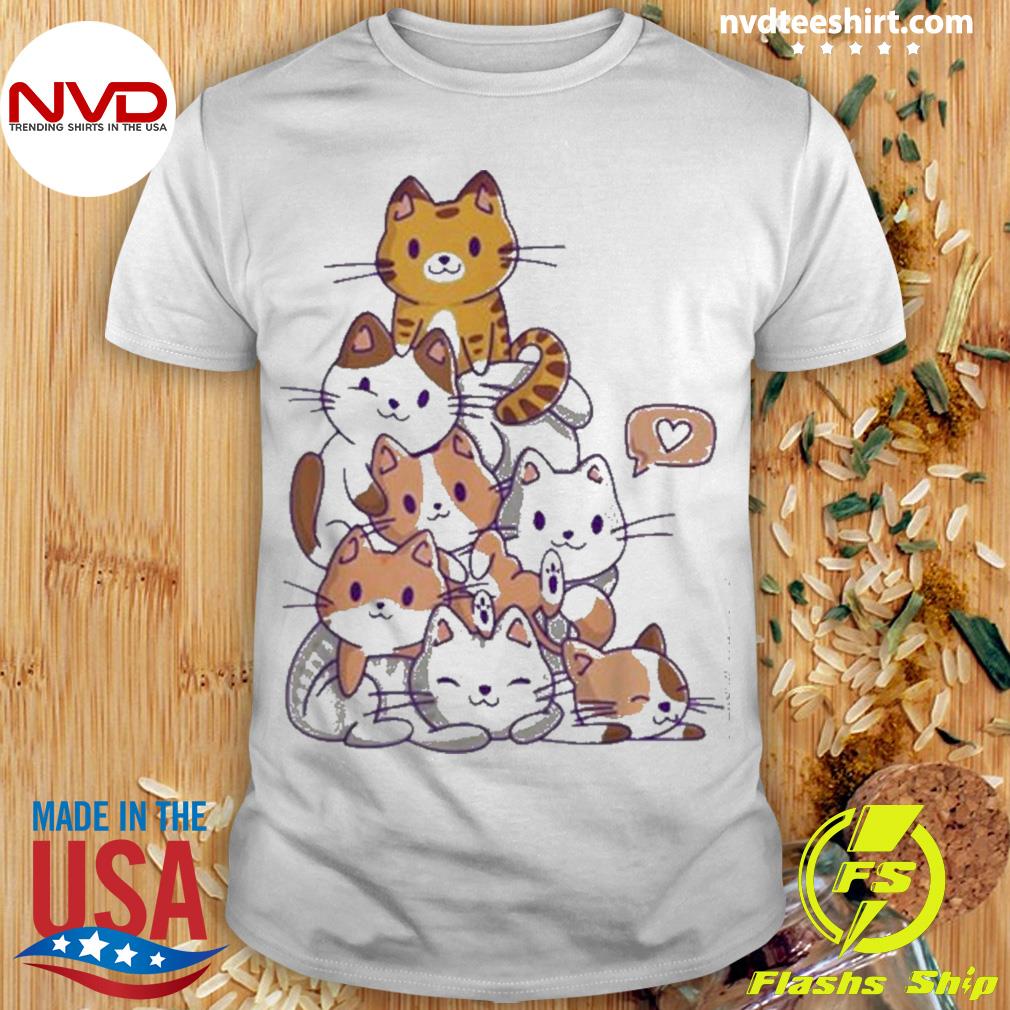 Cute Kawaii Cat Kitty Meowtain Cats Pile Chibi Shirt