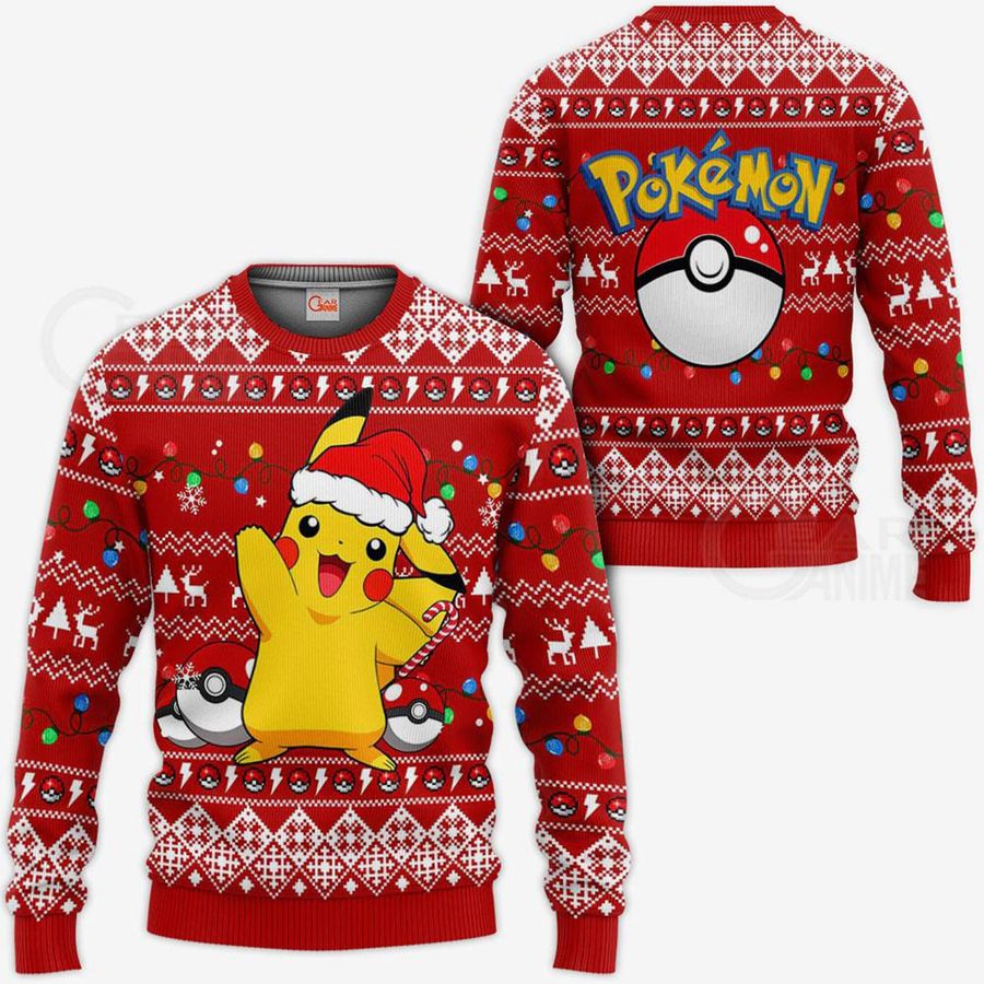 Cute Pikachu Ugly Pokemon Christmas Happy Xmas Wool Knitted Sweater