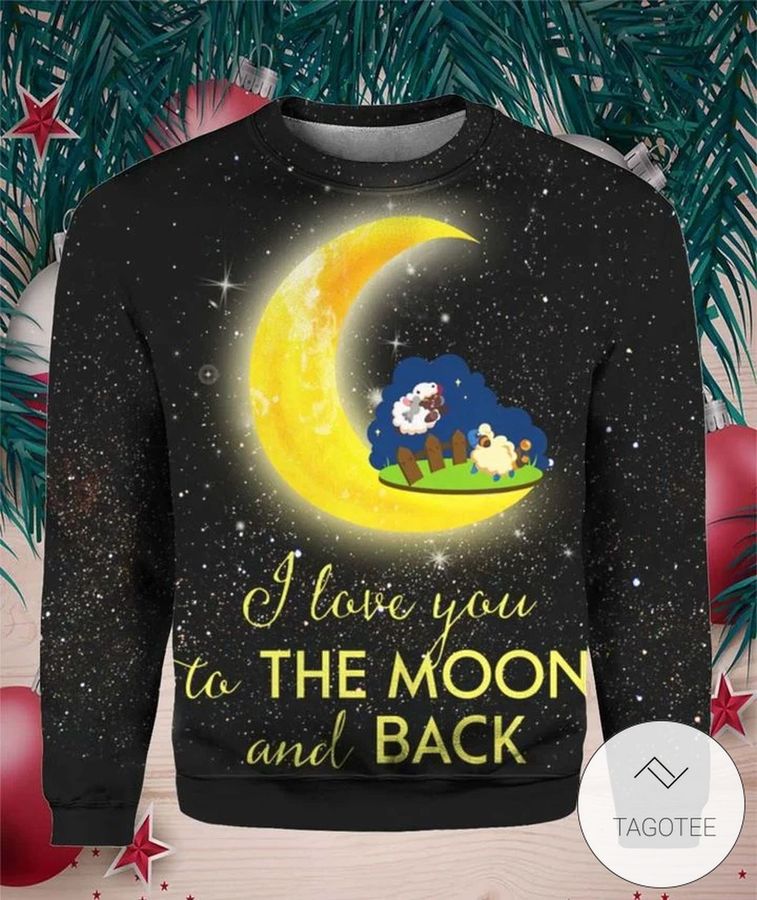 Cute Sheep I Love You To The Moon And Back Ugly Sweater