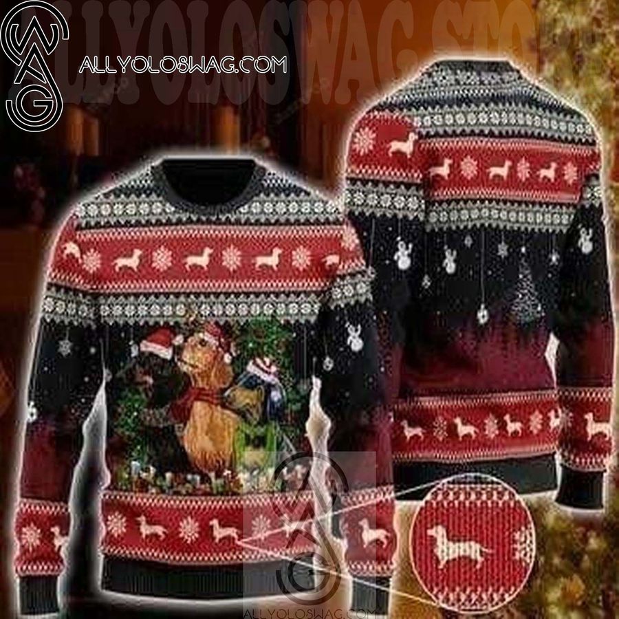 Dachshund Dog Knitting Pattern Ugly Christmas Sweater