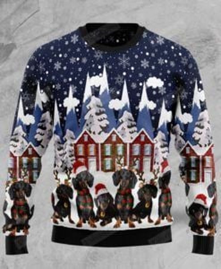 Dachshund Family Ugly Christmas Sweater, All Over Print Sweatshirt