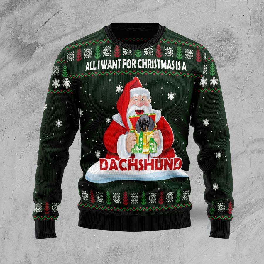 Dachshund Gift Ugly Christmas Sweater All Over Print Sweatshirt Ugly