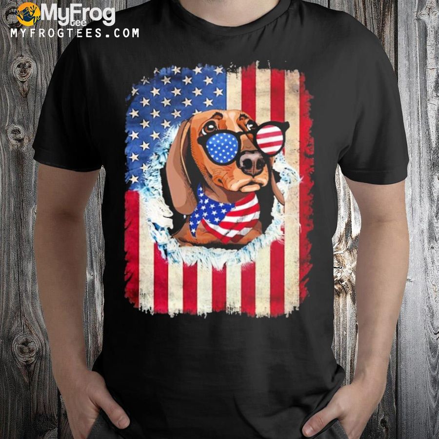 Dachshund happy independence day American flag shirt