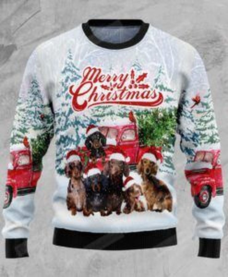 Dachshund Merry Christmas Ugly Christmas Sweater, All Over Print Sweatshirt