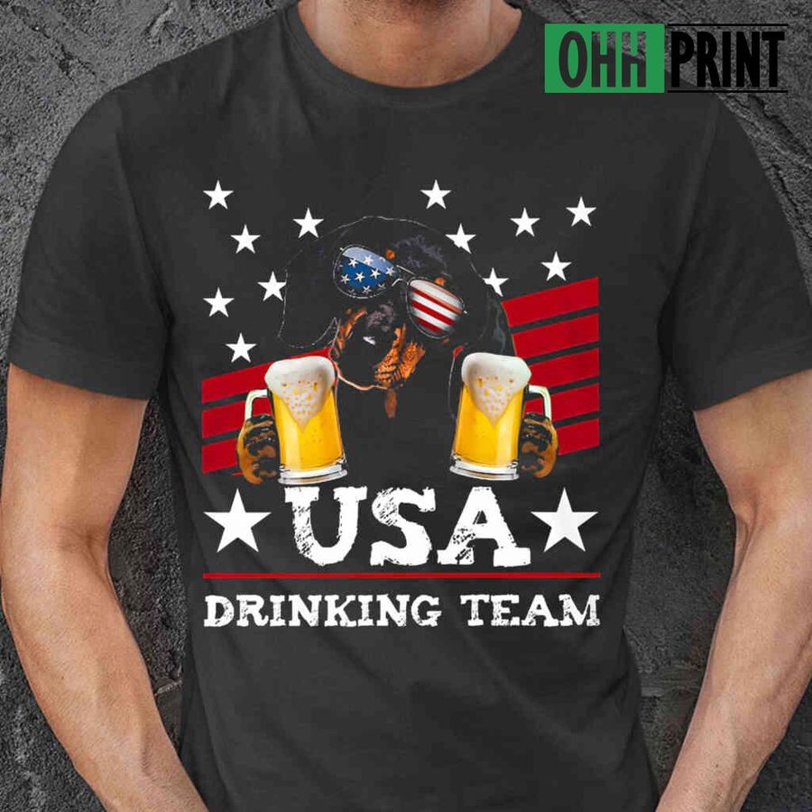 Dachshund USA Drinking Team Tshirts Black