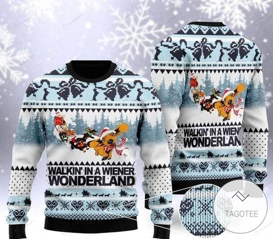 Dachshund Walkin In A Wiener Wonderland Ugly Sweater
