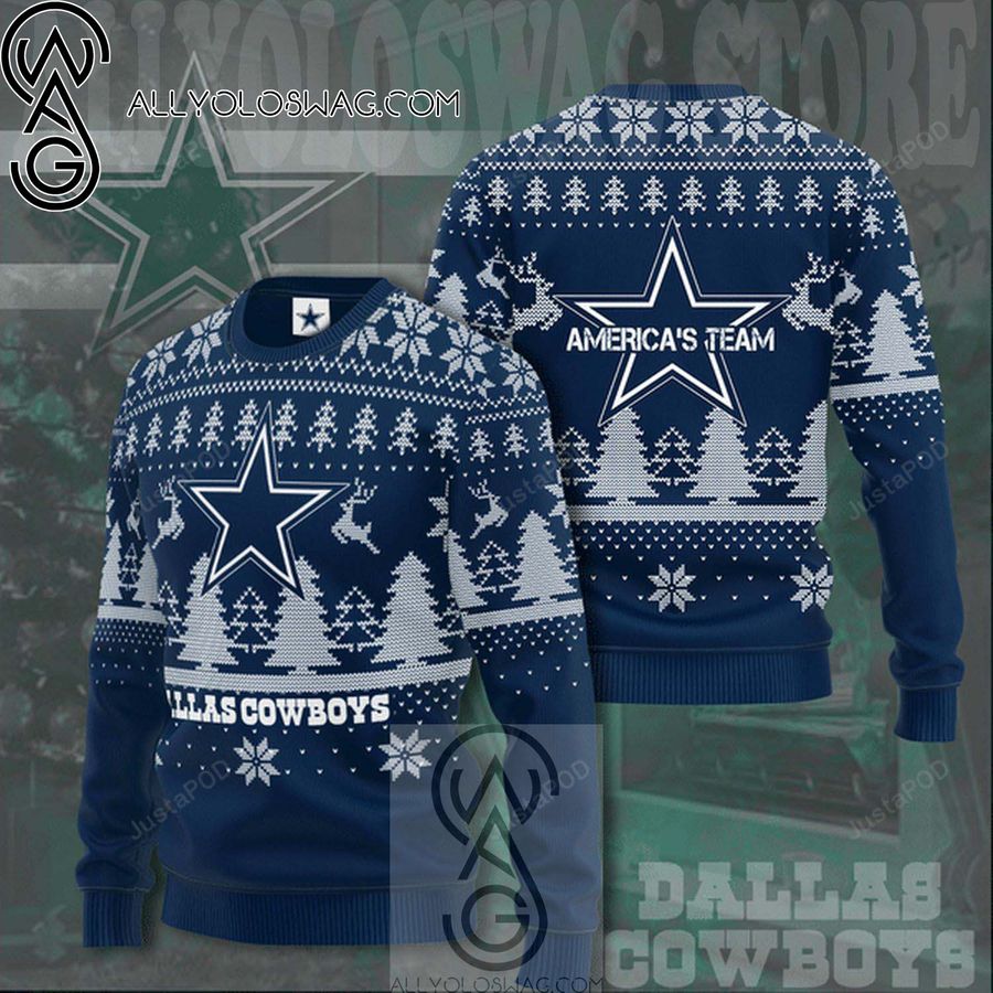 Dallas Cowboys America's Team Knitting Pattern Ugly Christmas Sweater