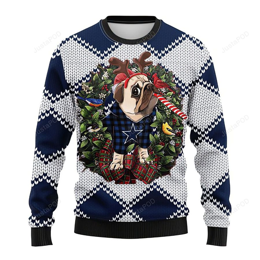 Dallas Cowboys Pug Dog Ugly Christmas Sweater, All Over Print Sweatshirt, Ugly Sweater, Christmas Sweaters, Hoodie, Sweater