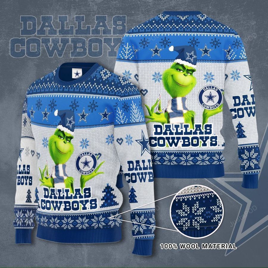 Dallas Cowboys The Grinch Ugly Christmas Sweater All Over Print