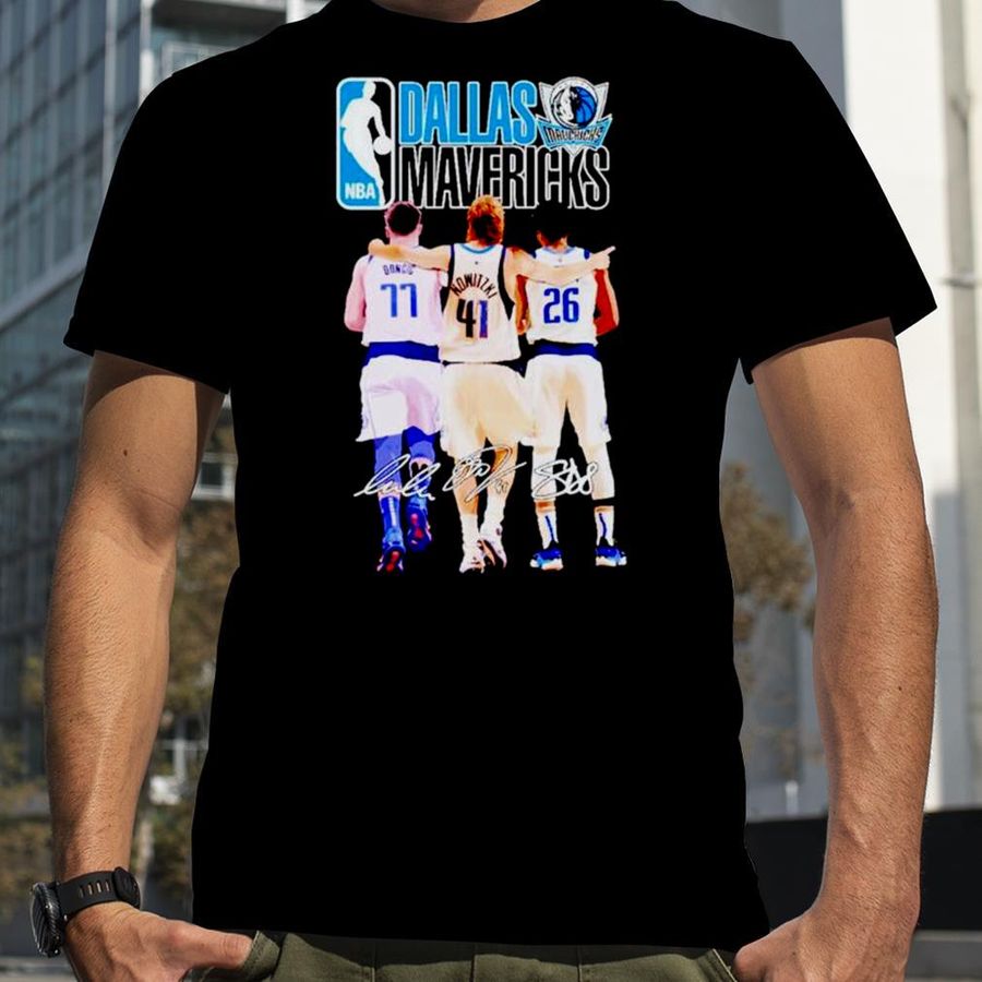 Dallas Mavericks Luka Doncic Dirk Nowitzki Spencer Dinwiddie signatures T shirt, Hoodie