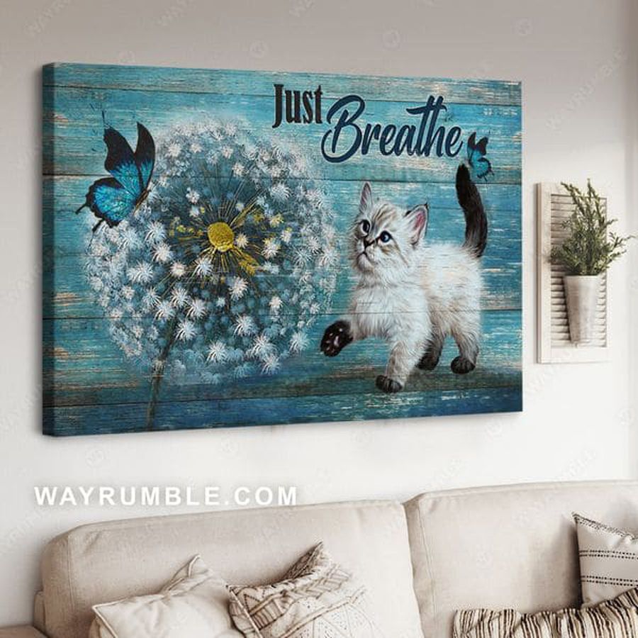 Dandelion Cat, Just Breathe, Poster Decor Poster