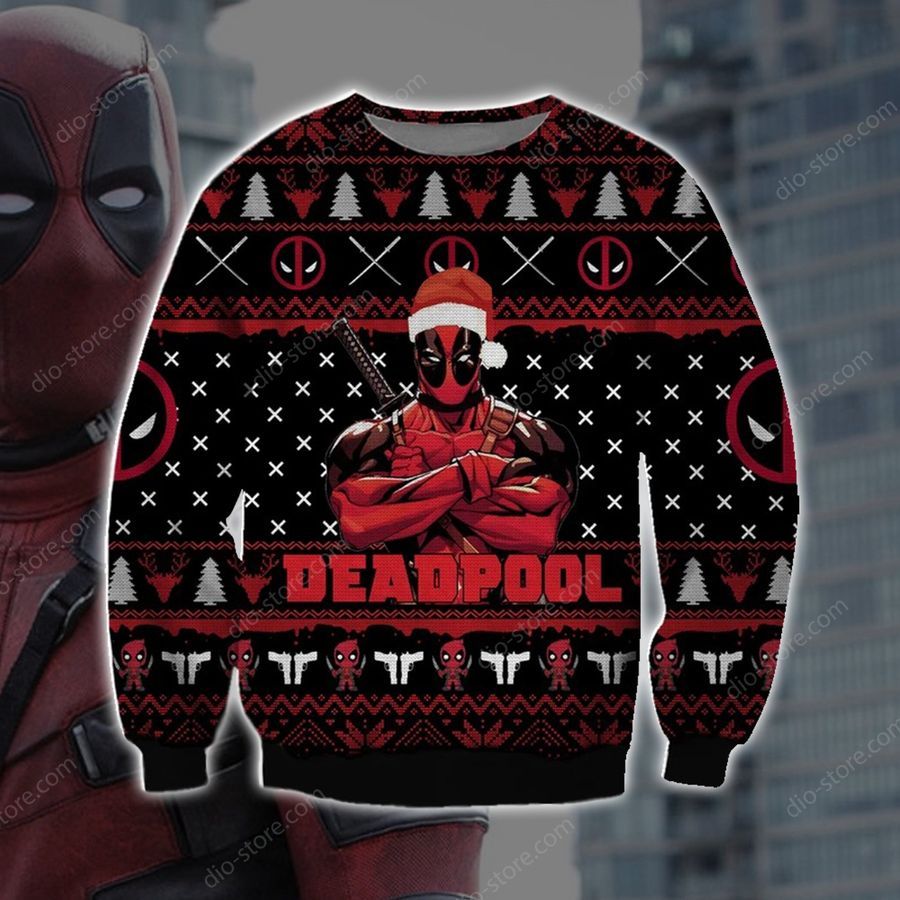 Deadpool Knitting Pattern 3D Print Ugly Christmas Sweater Hoodie All Over Printed Cint10603, All Over Print, 3D Tshirt, Hoodie, Sweatshirt, AOP shirt