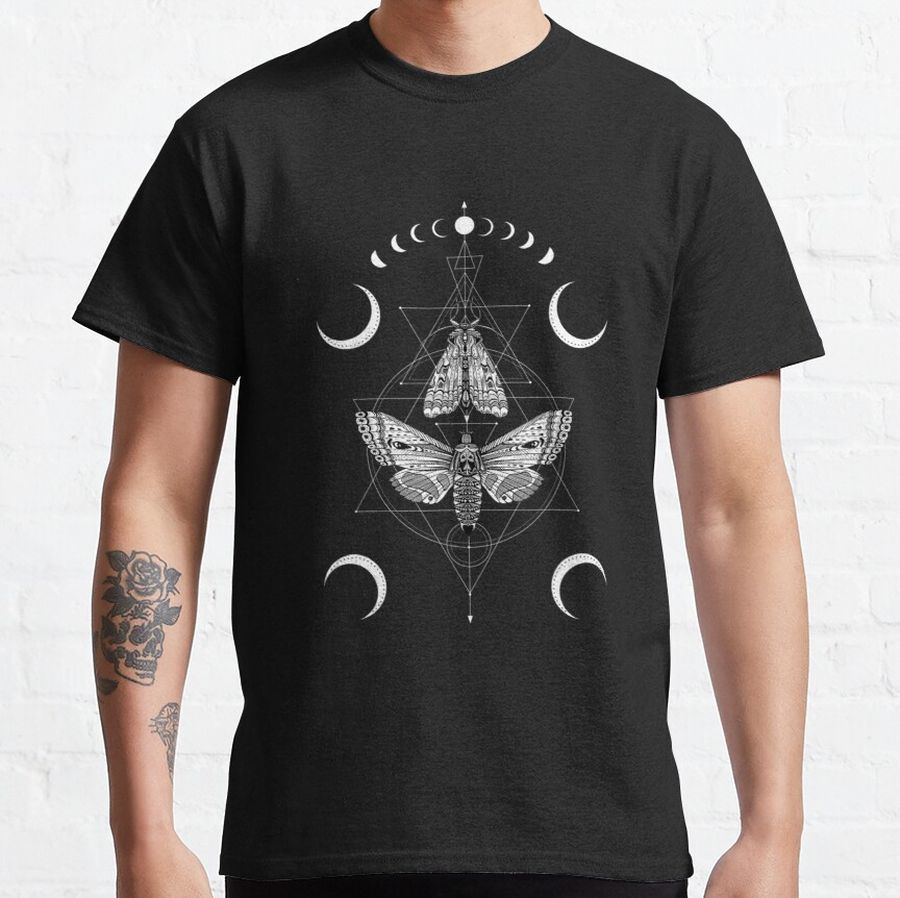 Death Moth And Moon Dark Goth Wiccan Witch Occult Geometric Classic T-Shirt