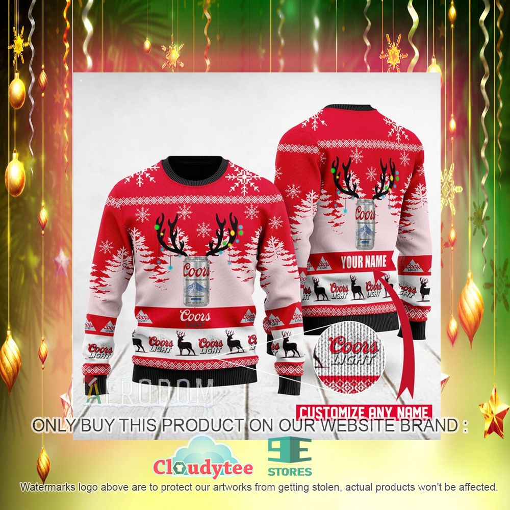 Deer Coors Light Custom Name Ugly Christmas Sweater – LIMITED EDITION