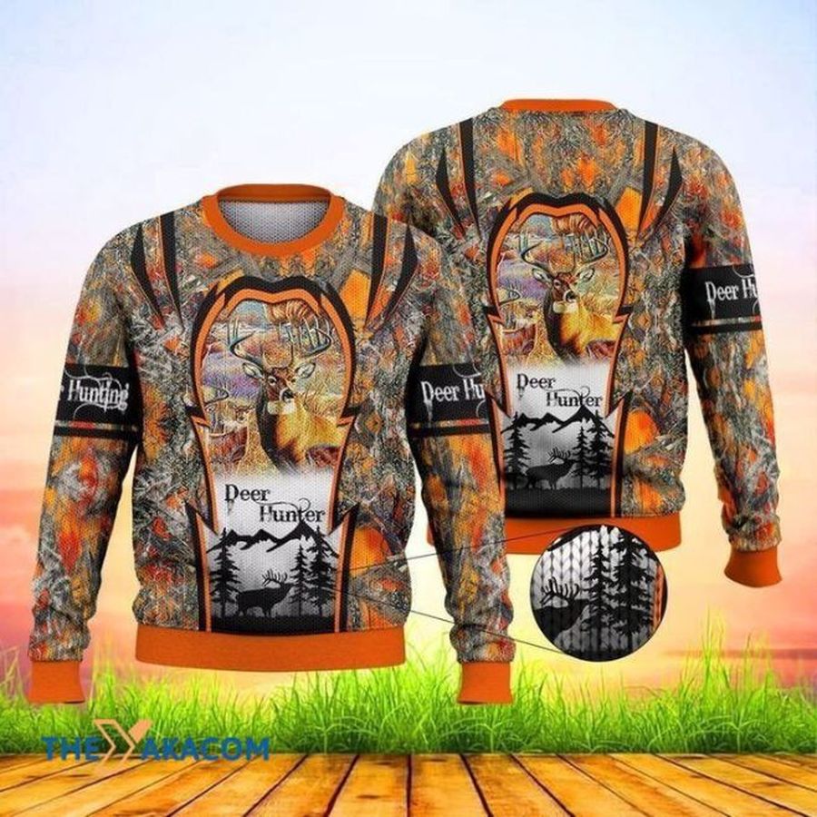 Deer Hunter With Burned Forest Sweater 3D Christmas