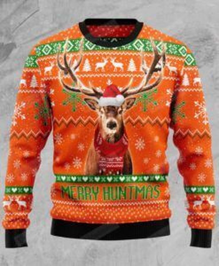 Deer Merry Huntmas Ugly Christmas Sweater, All Over Print Sweatshirt