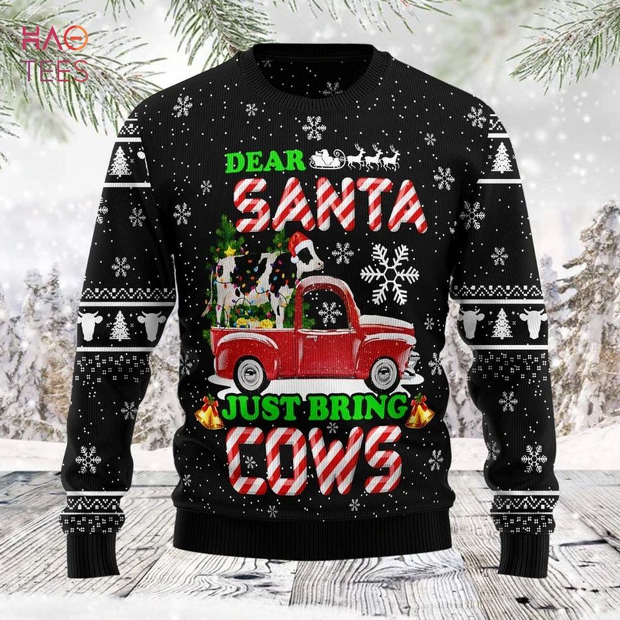 Deer Santa Just Bring Cows Ugly Christmas Sweater