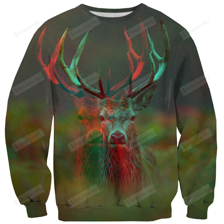 Deer Ugly Christmas Sweater, All Over Print Sweatshirt