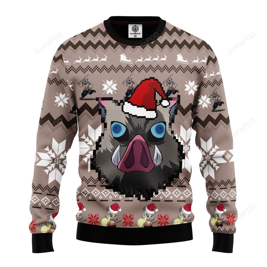 Demon Slayer Kimetsu No Yaiba Hashibira Inosuke Ugly Christmas Sweater