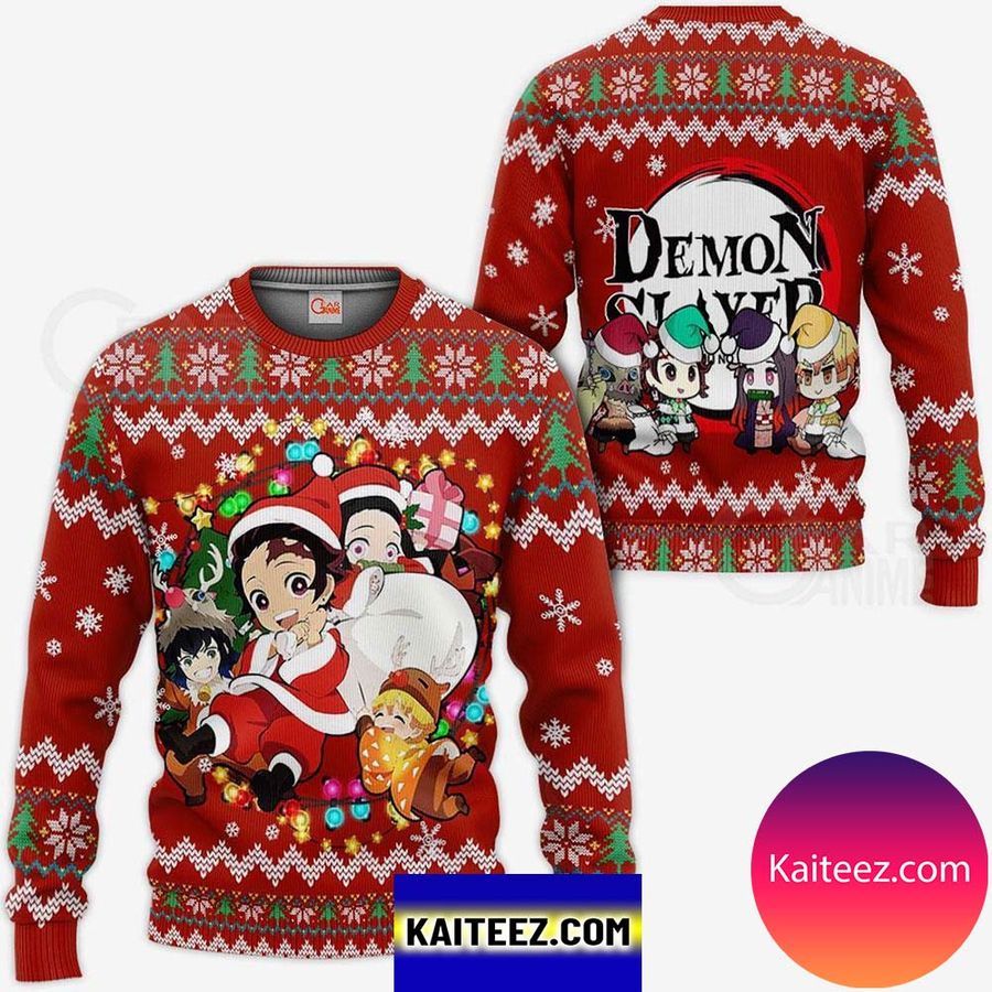 Demon Slayer Knitted Christmas Kimetsu No Yaiba Xmas Ugly Sweater