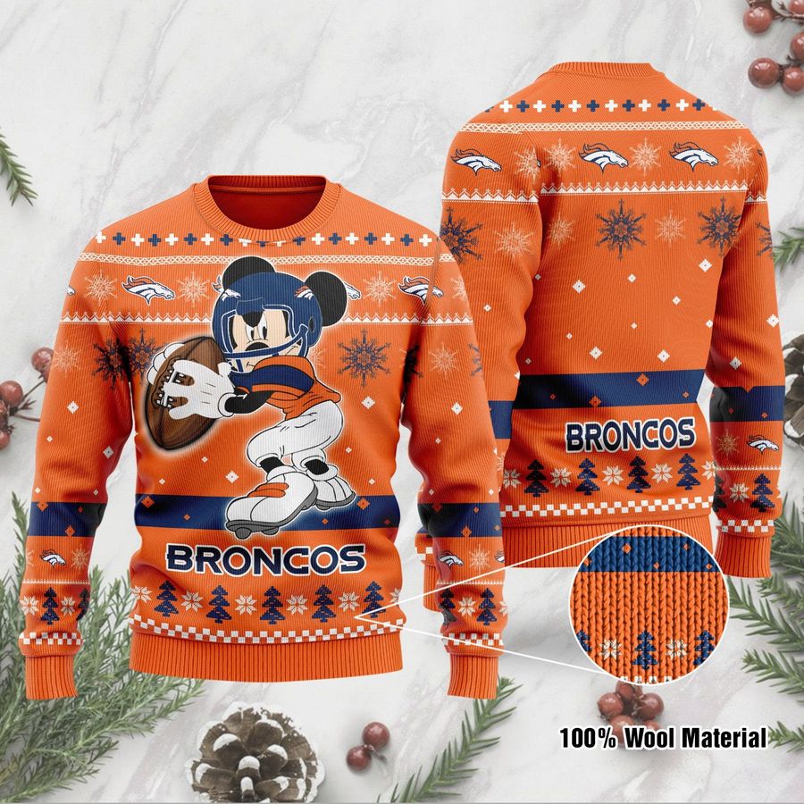Denver Broncos Mickey Mouse Funny Ugly Christmas Sweater Ugly Sweater